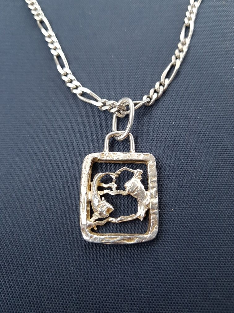 Lant argint 925 Italy cartier,pandantiv superb zodia pesti