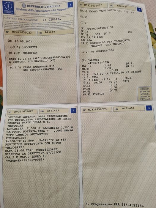 Vând scuter kymco 250