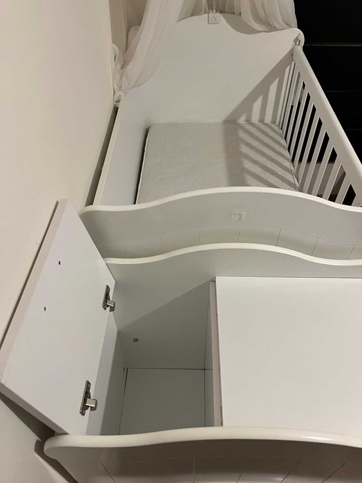 Patut Bebe Convertibil 3 in 1 din MDF,transformabil pat copil,saltea