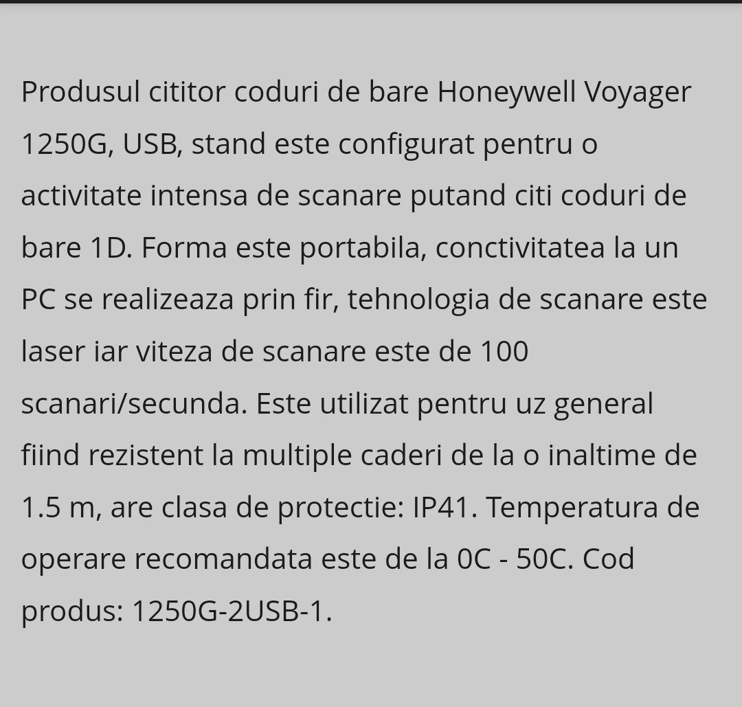 Scanner Honeywell 1250g 2usb 1