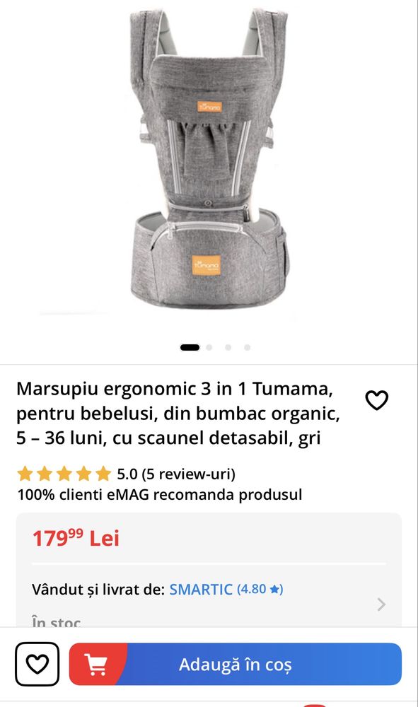 Marsupiu ergonomic pentru bebelusi - Tumama