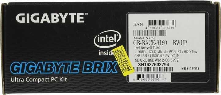 Mini PC Barebone Gigabyte BRIX Intel Celeron N3000 Hdmi VGA Wifi - Nou