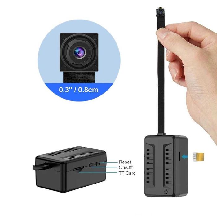 Mini Camera de Supraveghere 4G, X7B, Full HD,Unghi larg 120°, SIM Slot