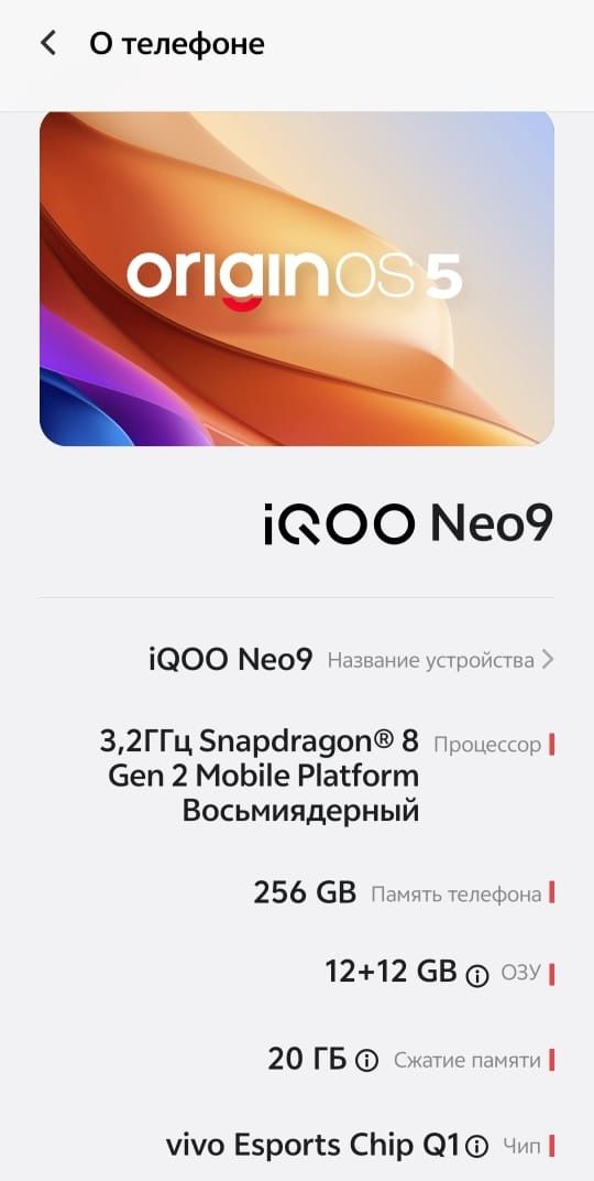 Iqoo Neo 9, 12/256gb