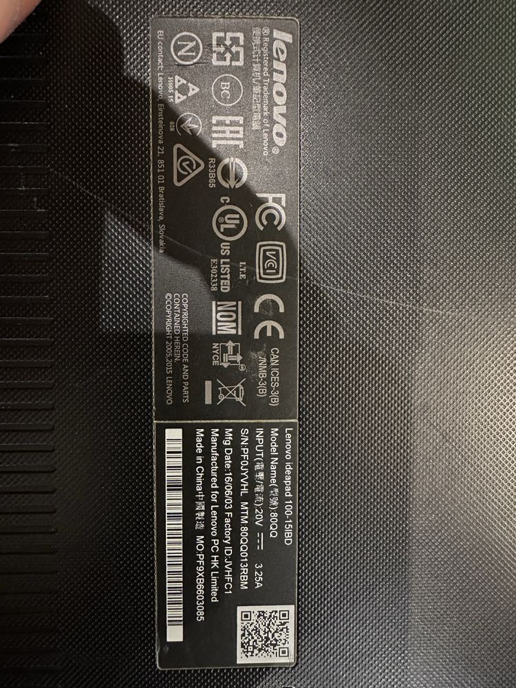 Lenovo Ideapad 100-15IBD на части
