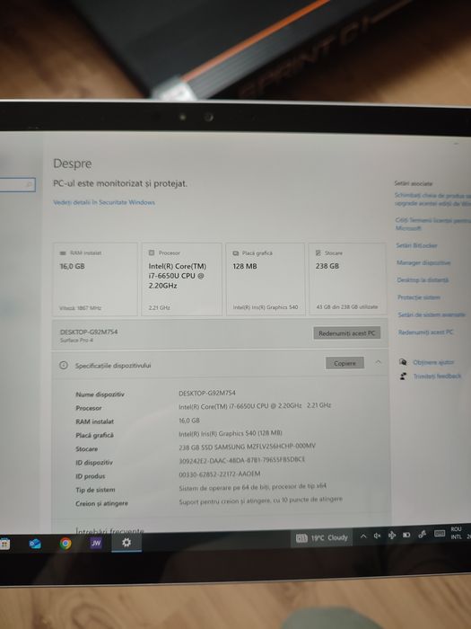 Laptop/ tableta Microsoft surface 4. 238gb i7