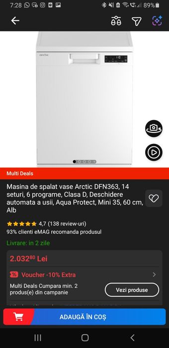 Masina de spalat vase Arctic