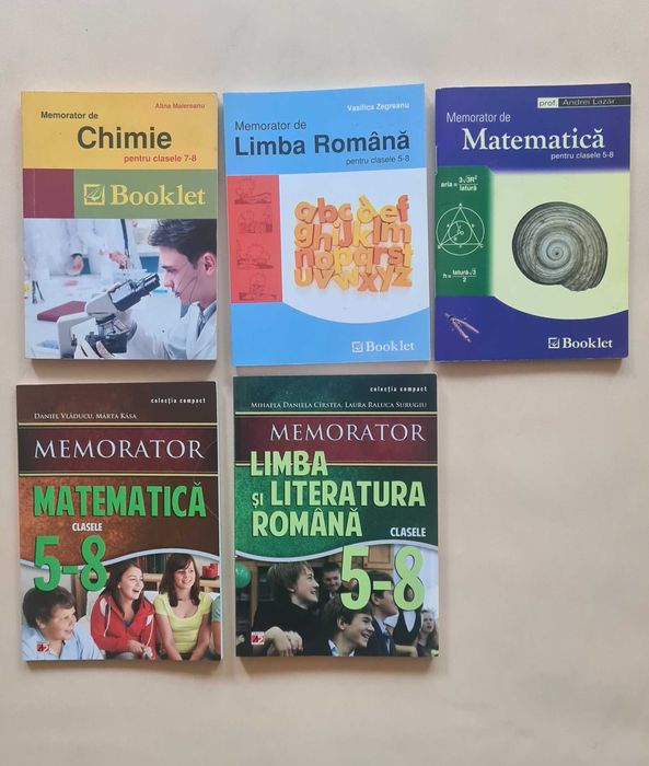 Memoratoare matematica, limba romana, chimie pt clasele 5-8, 7-8