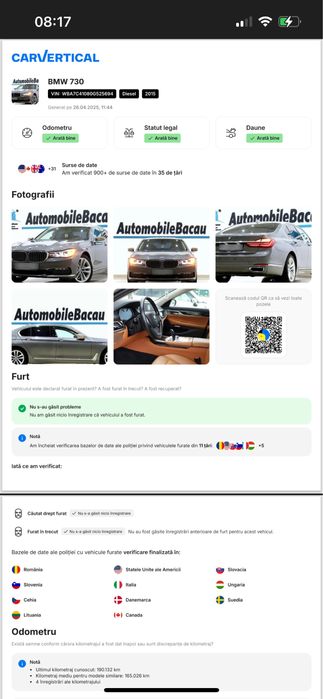 BMW 730d xDrive 3.0 Diesel 261CP, 2016, Impecabil, CarVertical