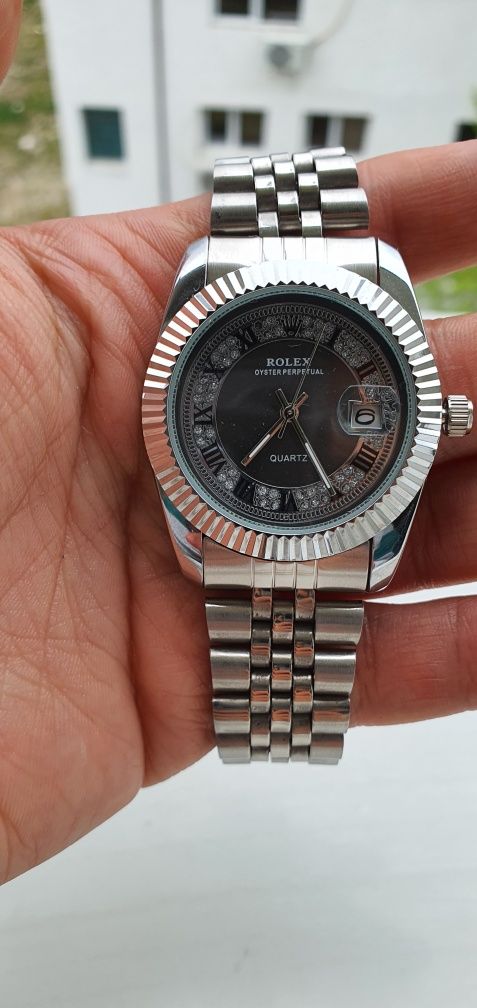 Ceas Rolex dama din otel inoxidabil cu pietre zirconiu