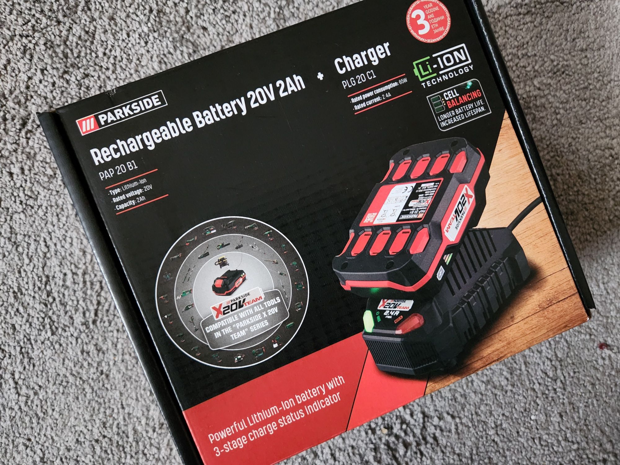 Incarcator+Acumulator Parkside 20v 2Ah SIGILATE