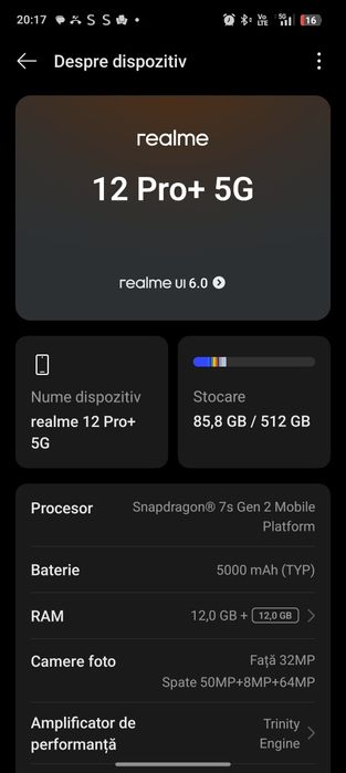 Realme 12+, 512 gb, 12 gb,  e cași nou la cutie,