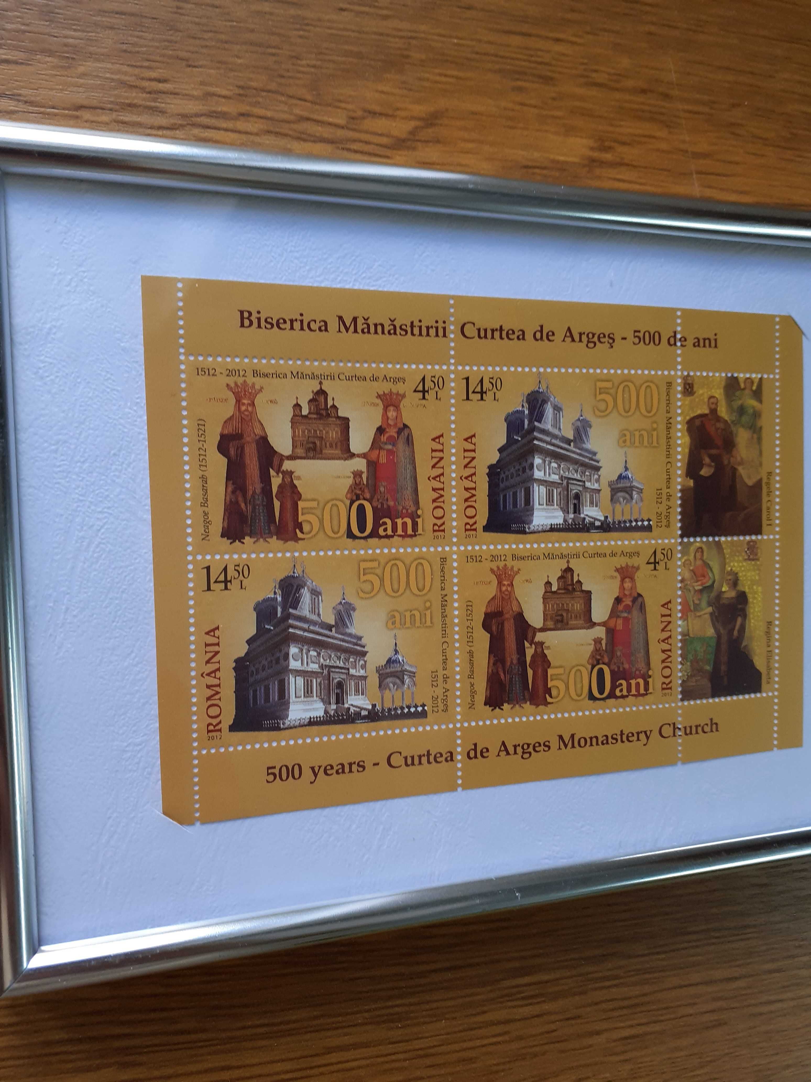 Tablou bloc timbre "Biserica Manastirii Curtea de Arges - 500 de ani"