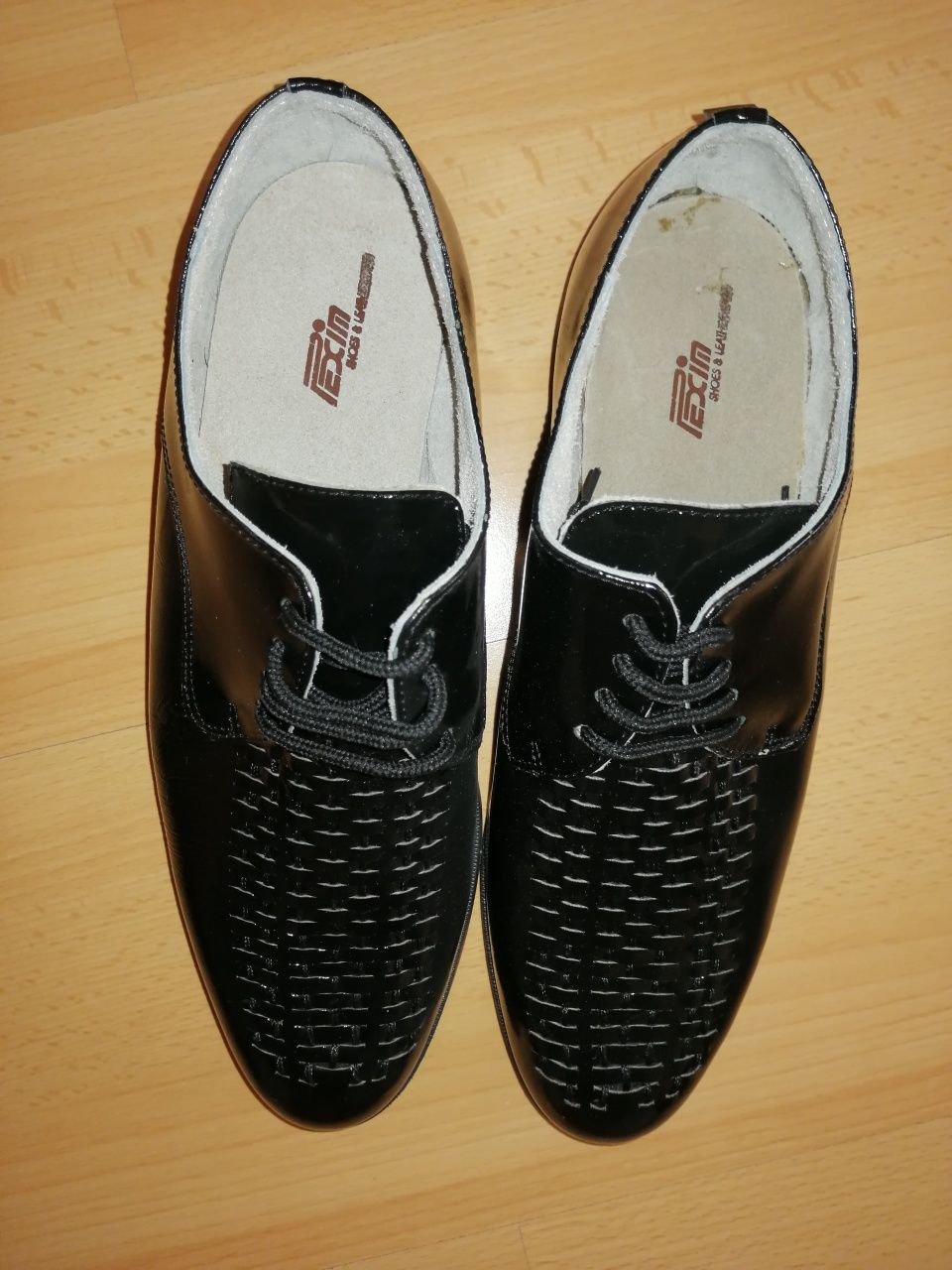 Мъжки обувки, естествена кожа, черни, лак, №43