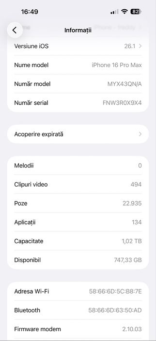 Vand iphone 16 pro max 1TB liber retea complet