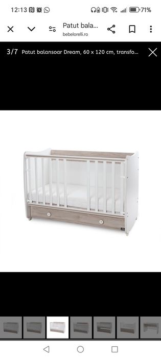 Pătuț Dream New 60x120, White & Light Oak 3in1