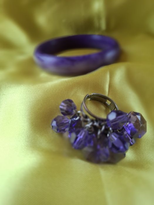 Brățară agat mov interior 6.5 cm latime 1 cm și inel reglabil cristal