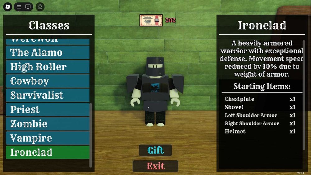 Классы в игре Dead rails,Roblox