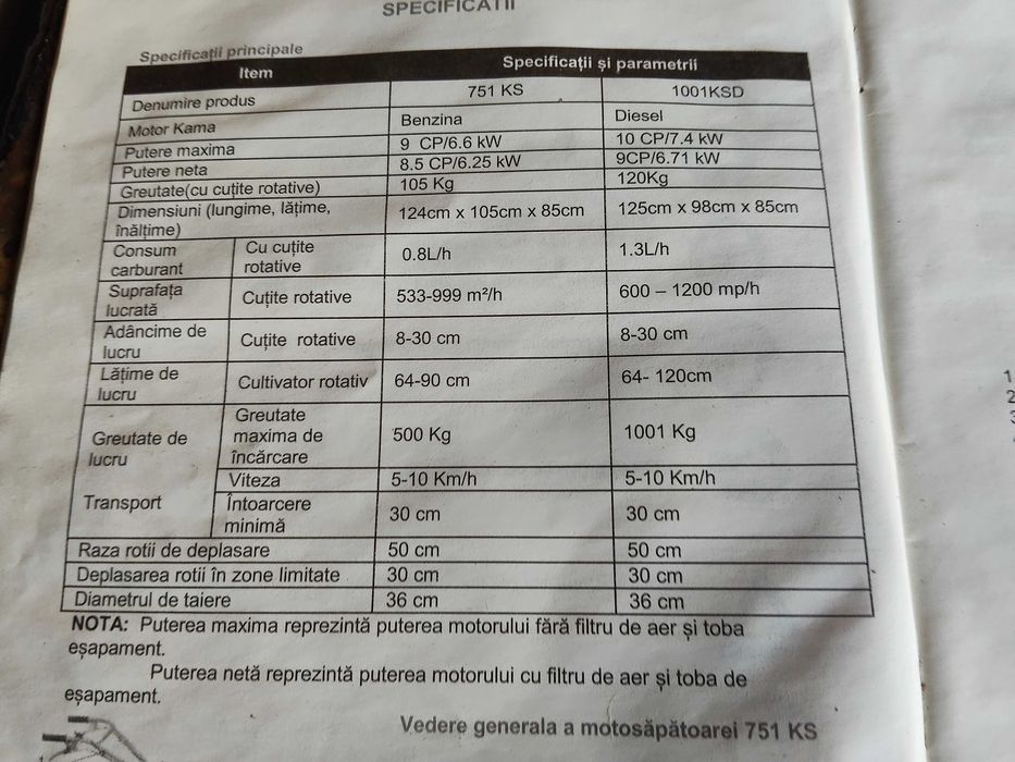 Vand motocultor  Ruris 751 KS, 8,5 cp. cu remorca.