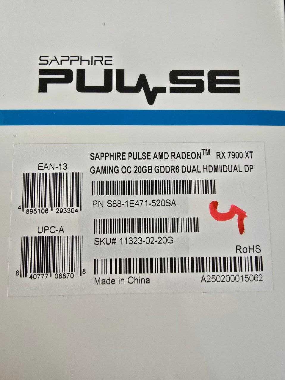 Видеокарта Sapphire PULSE AMD Radeon RX 7900 XT GAMING OC 20GB