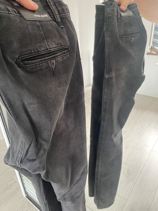 Blugi denim barbati, culoarea negru cu gri