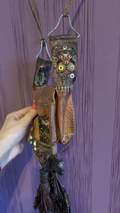 Амулет/Африканска чанта естествена кожа ново