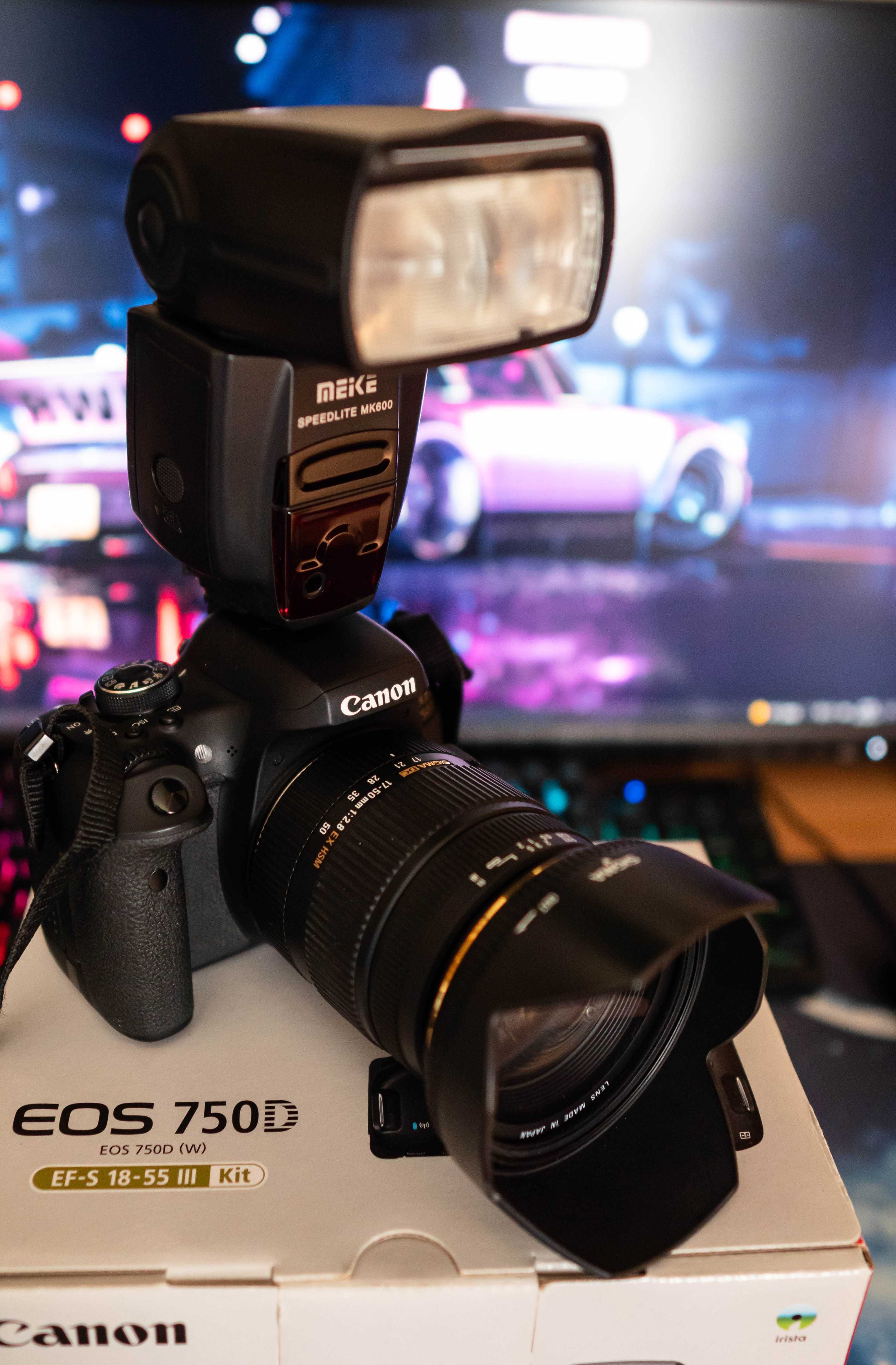 Camera Canon 750D + Canon 50mm f1.8 + Sigma 17-50mm f2.8 + blitz