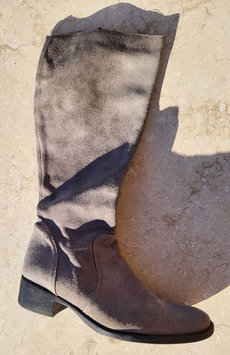 Cizme lungi de dama, piele naturala, intoarsa, mar. 40