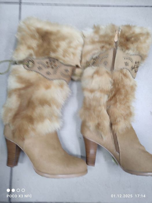 Сапоги зимние натуральная кожа , натуральный мех , овчина ,