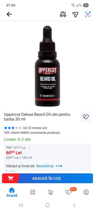 Ulei de barba uppercut deluxe