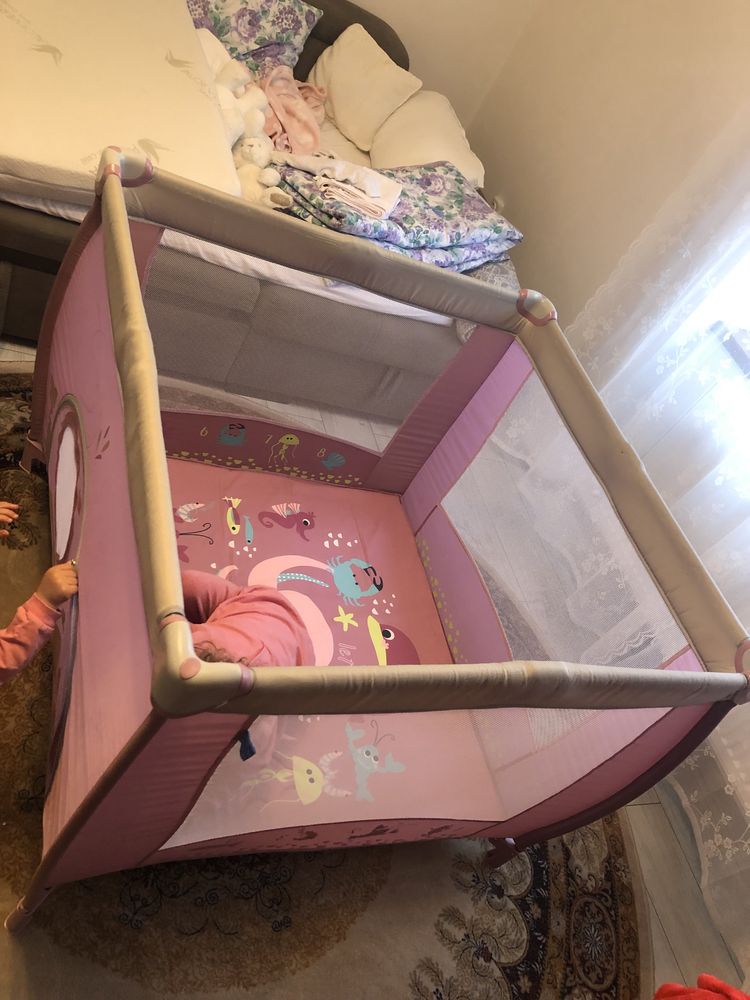 Tarc pliabil Baby Design - Play UP Pink cu Saltea 100x100x6