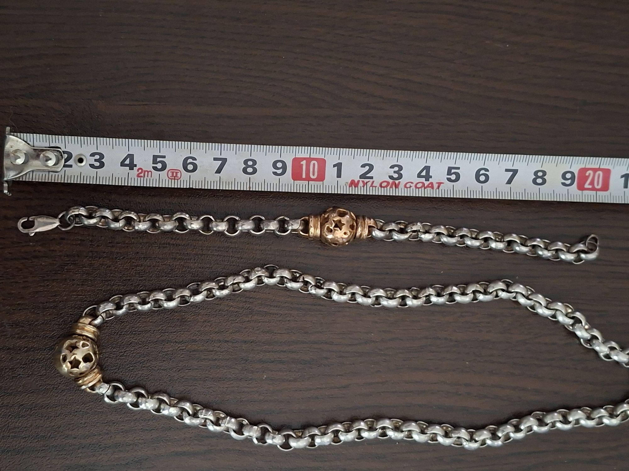 Сет сребърно колие и гривна 925пр