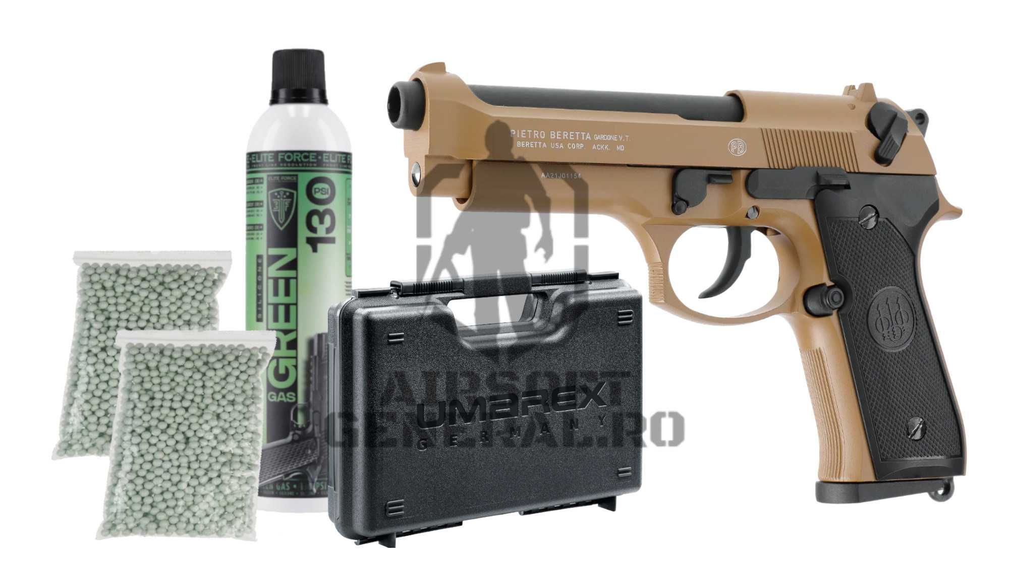 Set/Pachet Pistol Airsoft Beretta MOD92 FM BB + cutie + bile + CO2