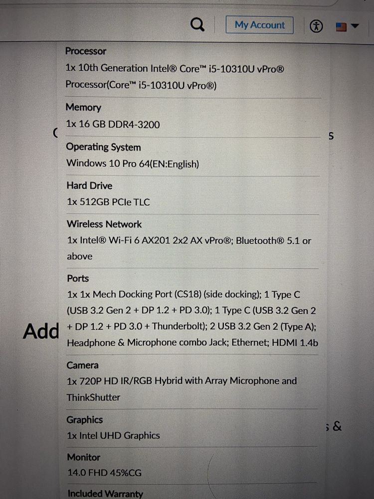 Lenovo ThinkPad T14 Gen1 i5 Touchscreen