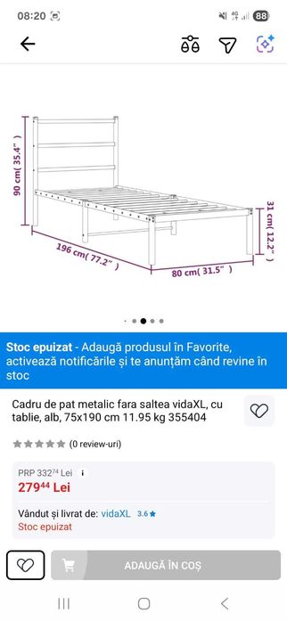 Vand cadru pat metalic 2 buc