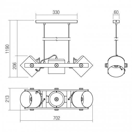 Lampa Suspensie Pooh 01-2403, neagra + 3 becuri cu Filament G125, 8W