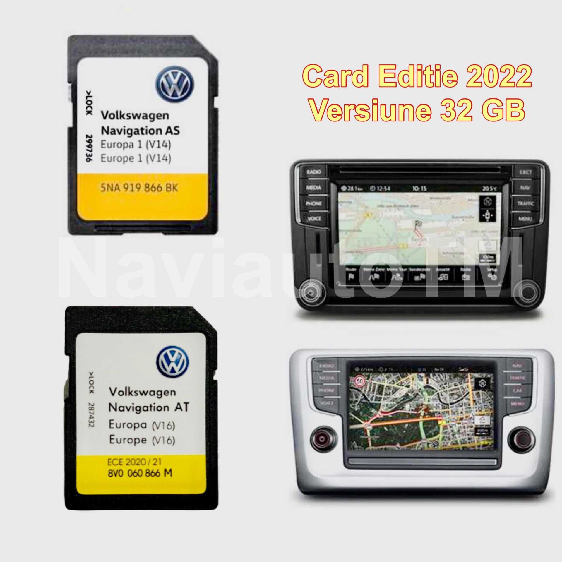 VW Card Original Discover MIB2 32GB harta 2023 Passat B8 Golf 7 Tiguan