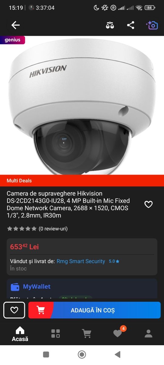Camera / camere de supraveghere  Hikvision DS-2CD2143G0-IU