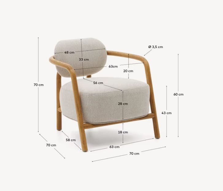 Melqui Бежов фотьойл от масивно дъбово дърво KaveHome