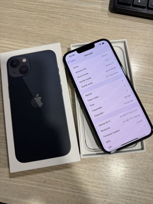 iPhone 13, 128GB, 5G, Midnight, Impecabil/CA NOU, 19 Cicluri Incarcari
