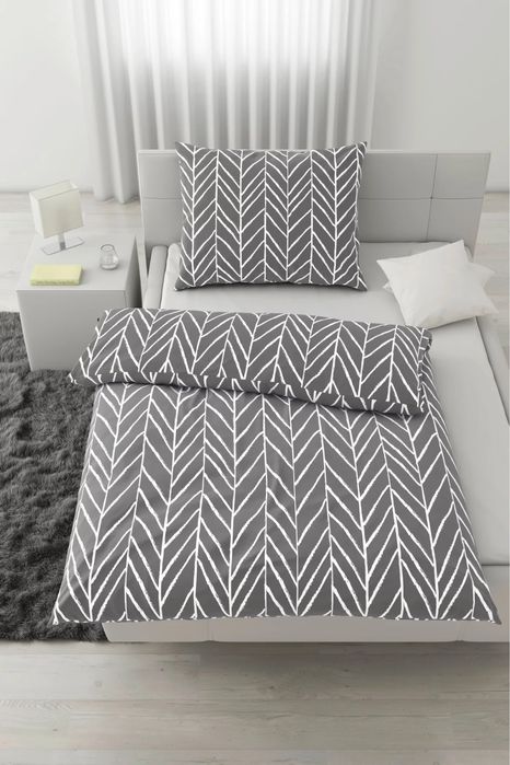Lenjerie de pat gri Marble 140x200/70x90 cm