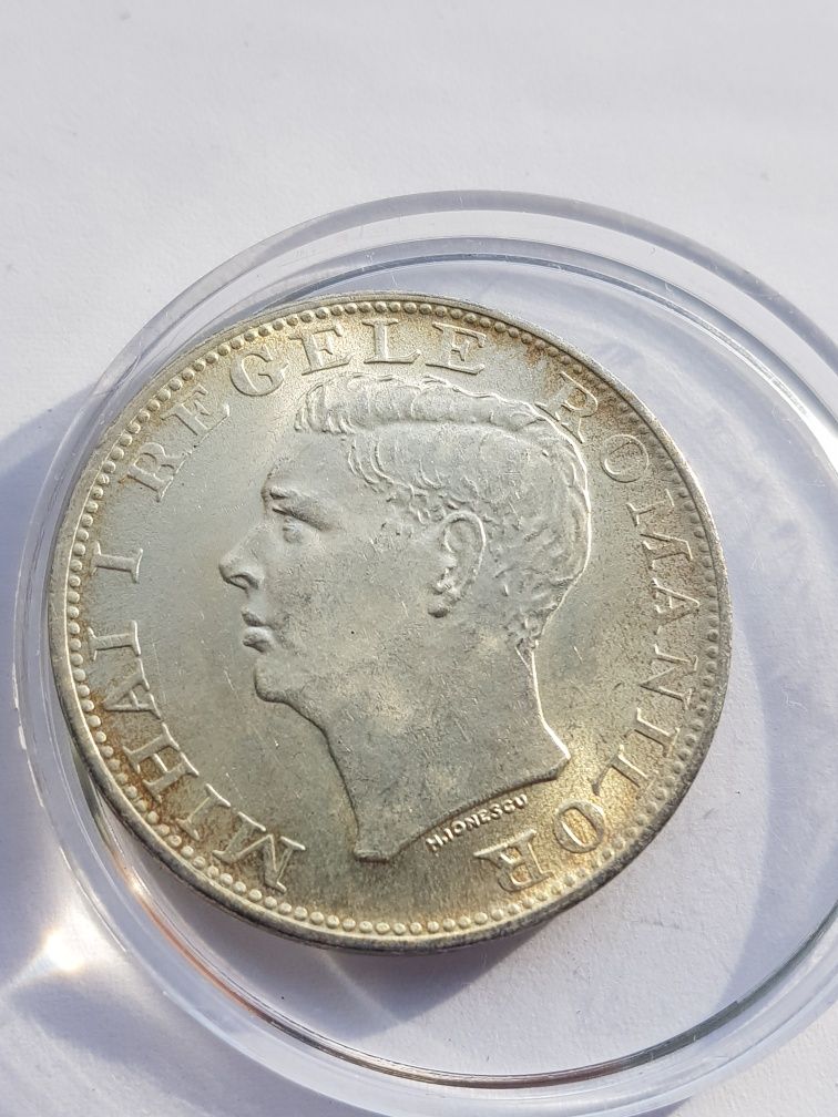 Moneda Romania argint 500 lei 1944 Mihai I AUNC