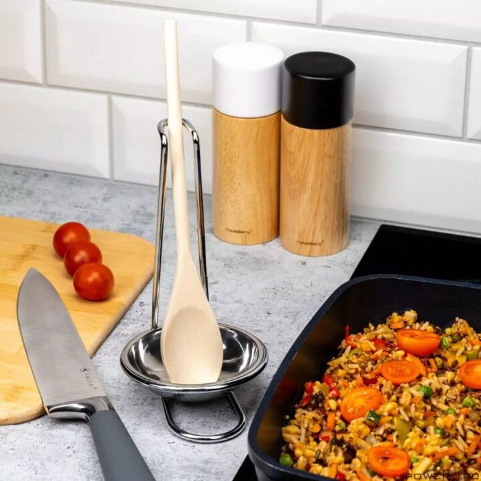 Lingura din lemn cu suport din inox, capacitate 8 ml, 10.5x17.5 cm,