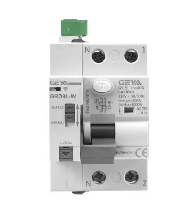 Дефектнотокова защита GRD9L-W+GYL9 MCB/RCCB/RCBO WiFi 220V 2P 63A 30mA