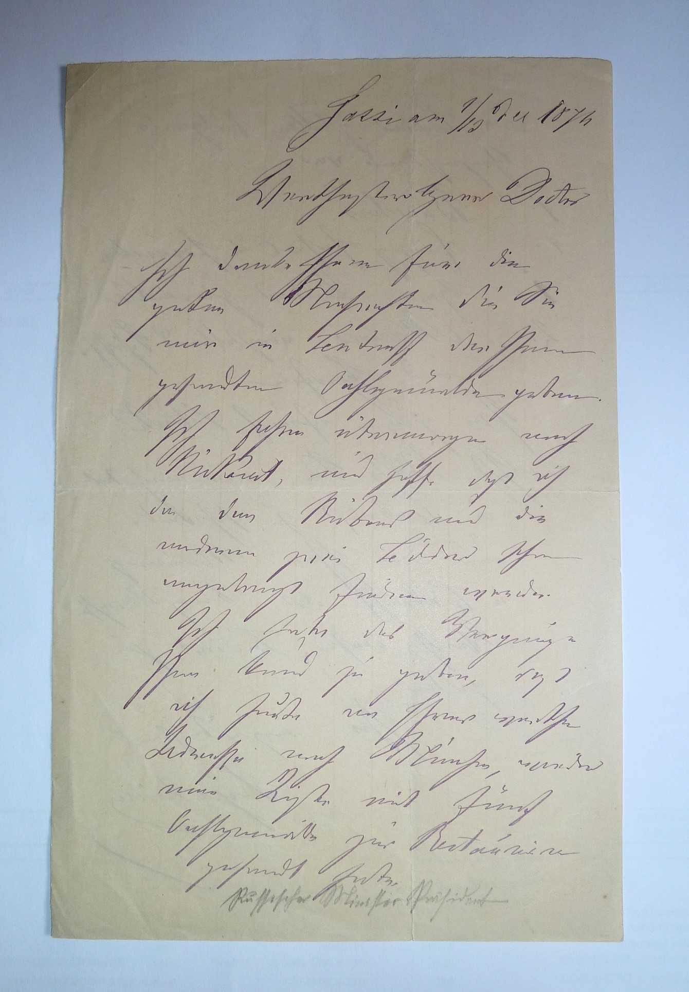 Scrisoare Document scrisa si semnata de Mihail Kogalniceanu, Iasi 1874