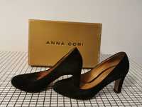 Pantofi Anna Cori - piele întoarsă negru