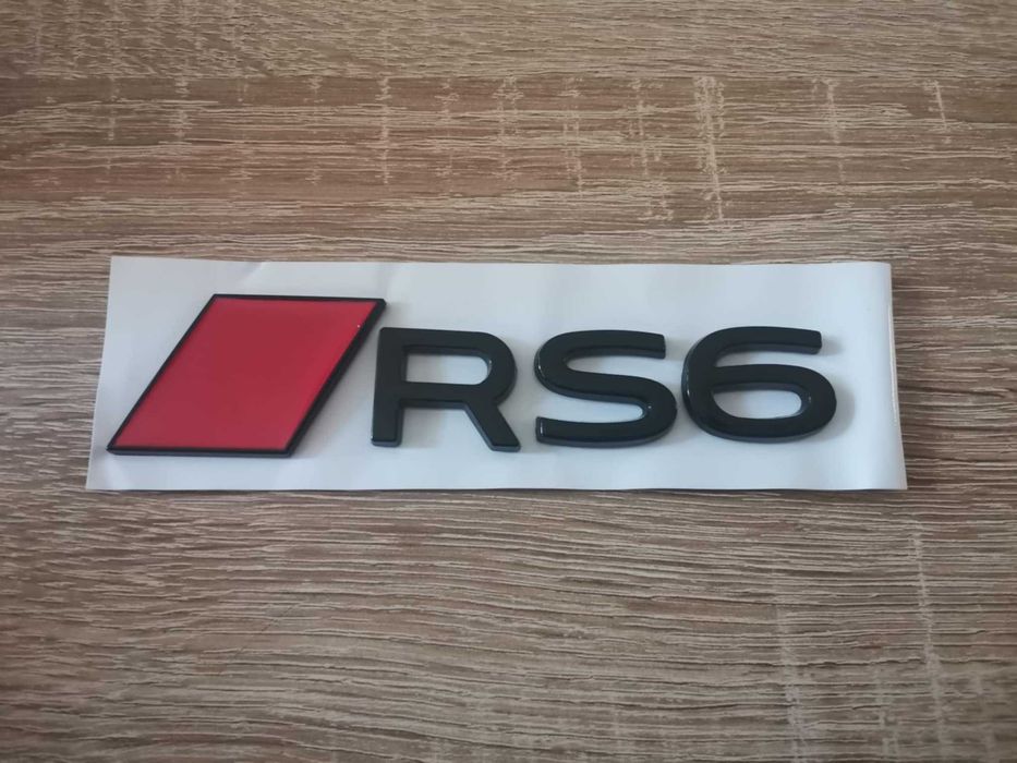емблема Audi RS6 нов стил черно с червено
