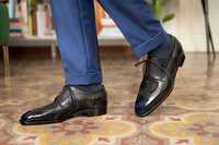 Pantofi derby 43.5 44 wingtip premium Cavani piele naturala moale