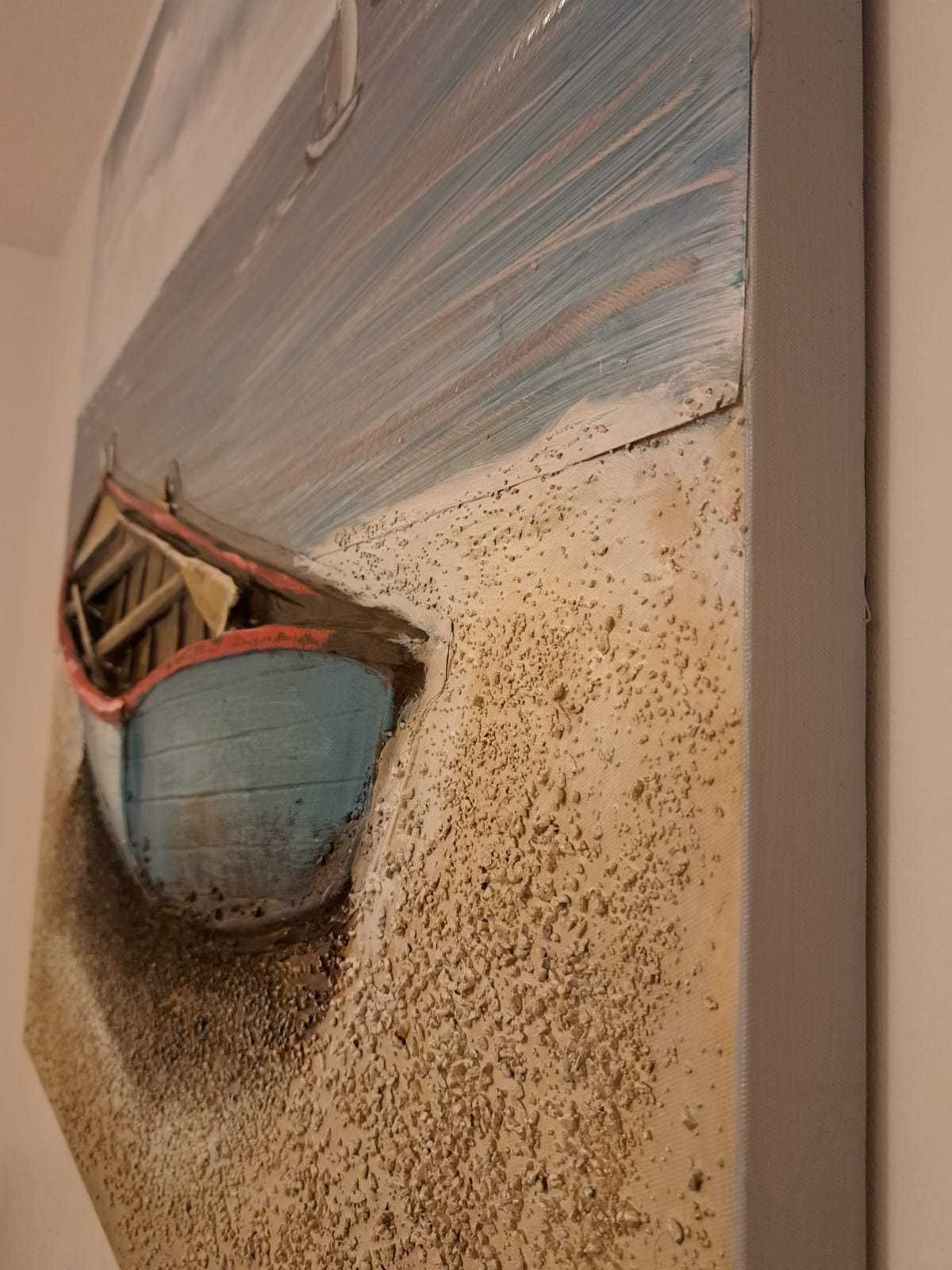 Tablou in relief 3D, pictat pe panza, cu rama din lemn, 100x100 cm