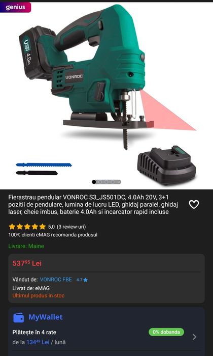 Pendular Vonroc 2 acumulatori Garantie Emag